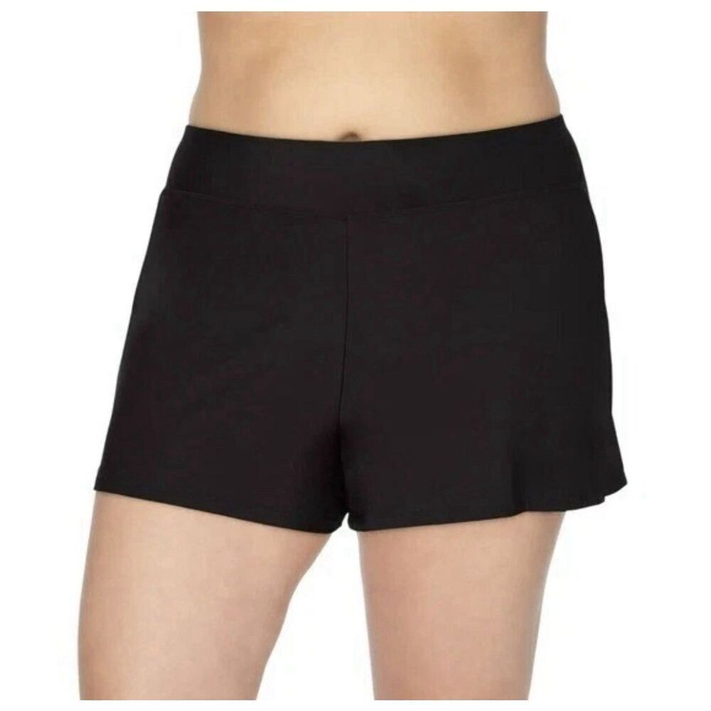 Swim Solutions Plus Size Swim Shorts, Style 525044X, Black, 20W,  MSRP $64. NWT!